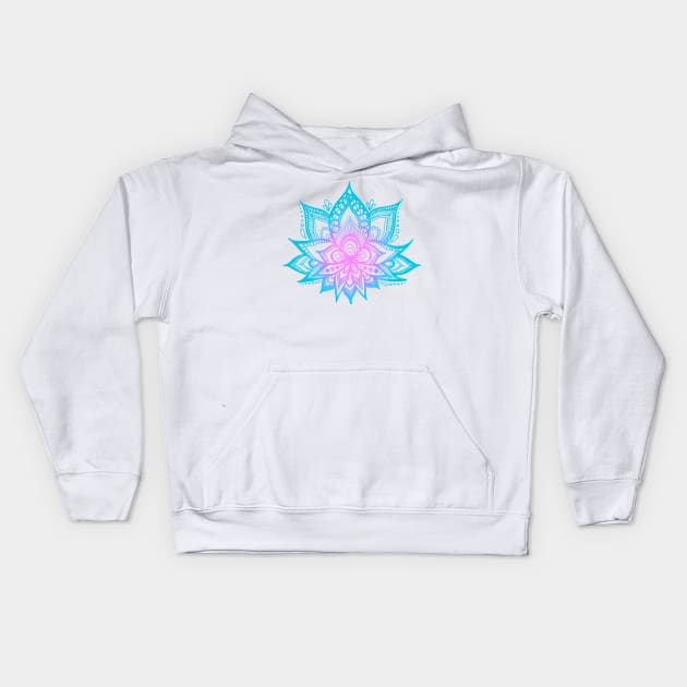 Pastel Vibes Lotus Flower Mandala Kids Hoodie by julieerindesigns